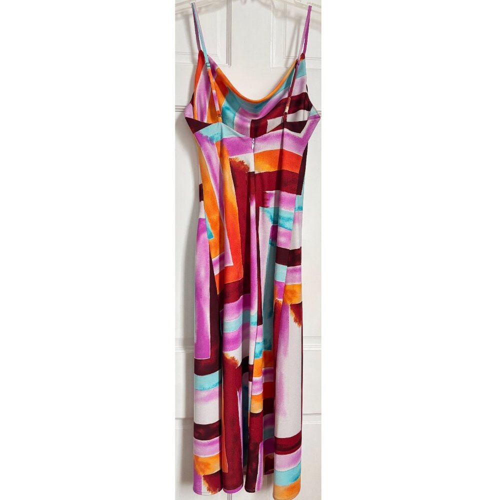 Veronica M Dress Colorful Midi Pink White Red Tropical Graphic Print Vacation XS - Picture 4 of 9
